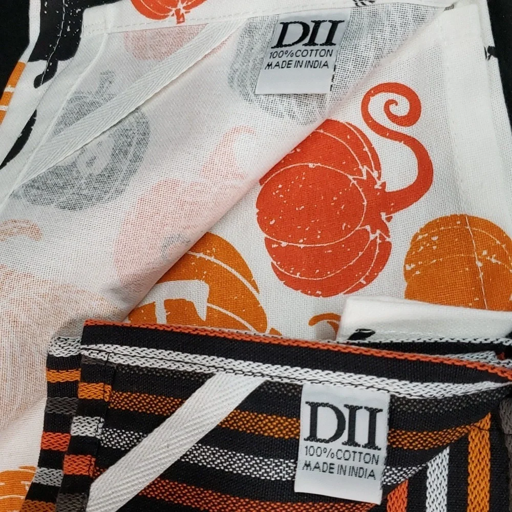 Design Imports NWT Set/2 100% Cotton Halloween Dish Towels